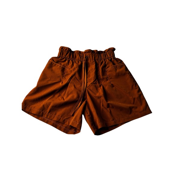 Lovepoem by Block Pants - Lovepoem by Block Rust Brown Paperbag Waist Shorts Womens Medium Drawstring